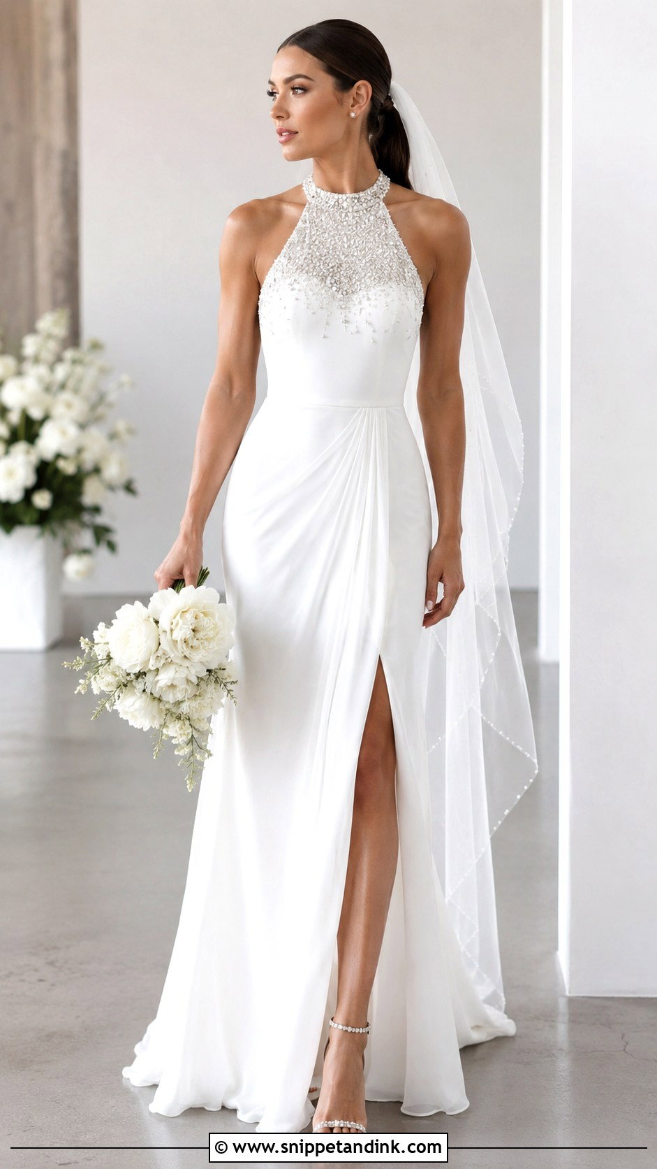 Beaded Halter Wedding Gown - Snippet and Ink - 20 Beaded Bridal Gown Ideas