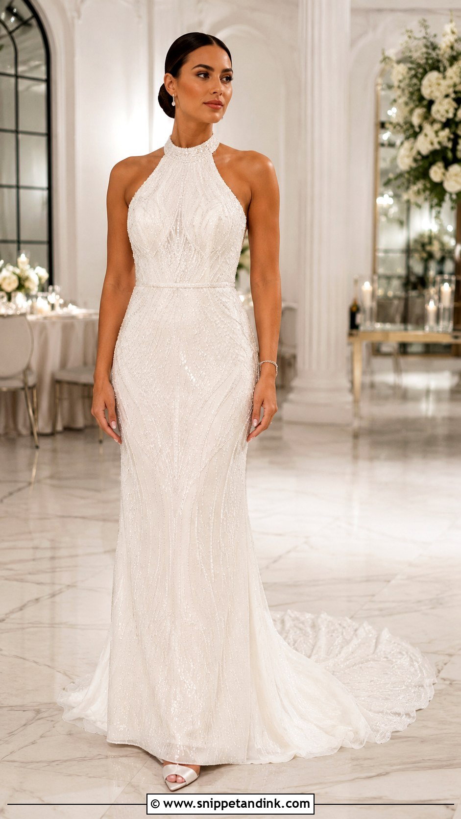 Beaded Halterneck Wedding Dress - Snippet and Ink - 30 Halterneck Wedding Dress Ideas