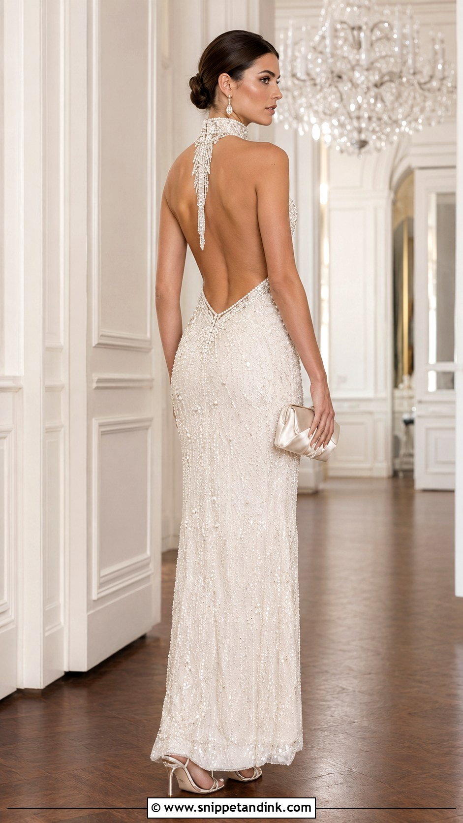 Beaded High Neck Backless Wedding Dress - Snippet and Ink - 20 High Neck Backless Wedding Dress Ideas