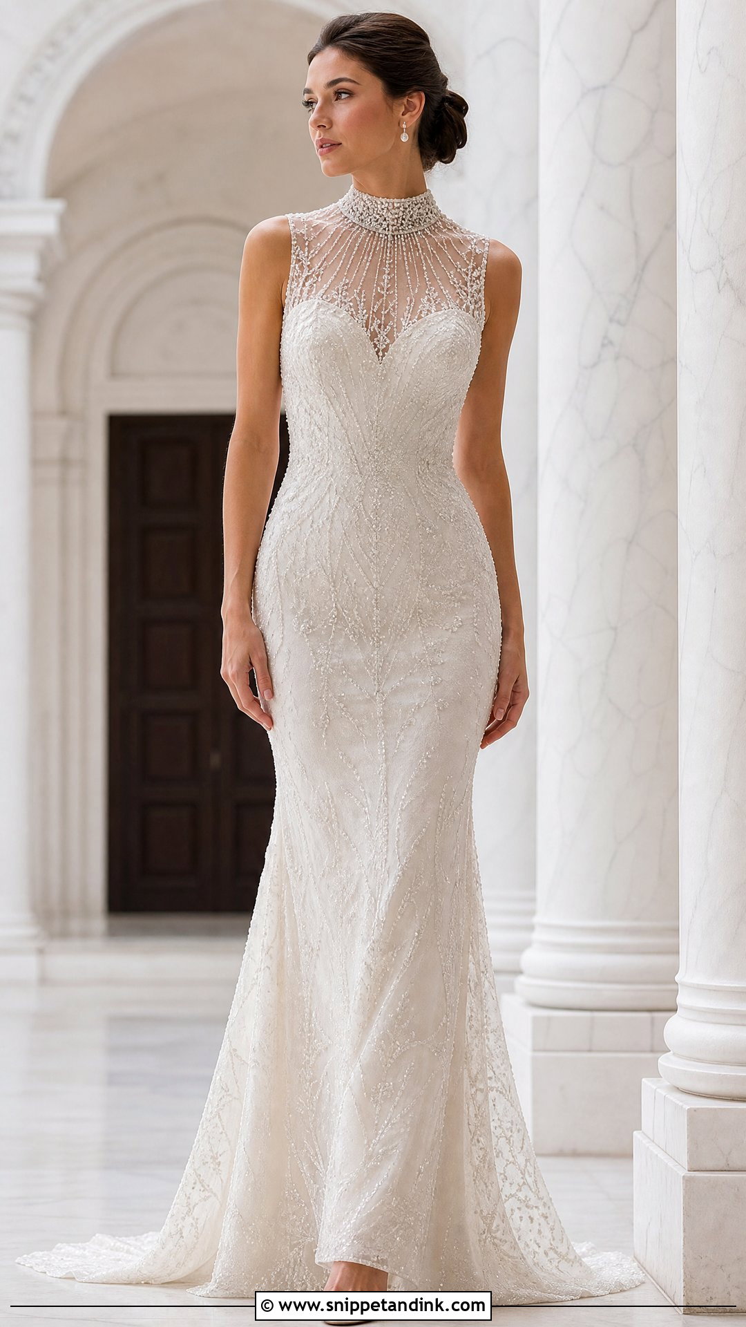 Beaded High Neck Wedding Dress - Snippet and Ink - 25 Beaded Wedding Gowns