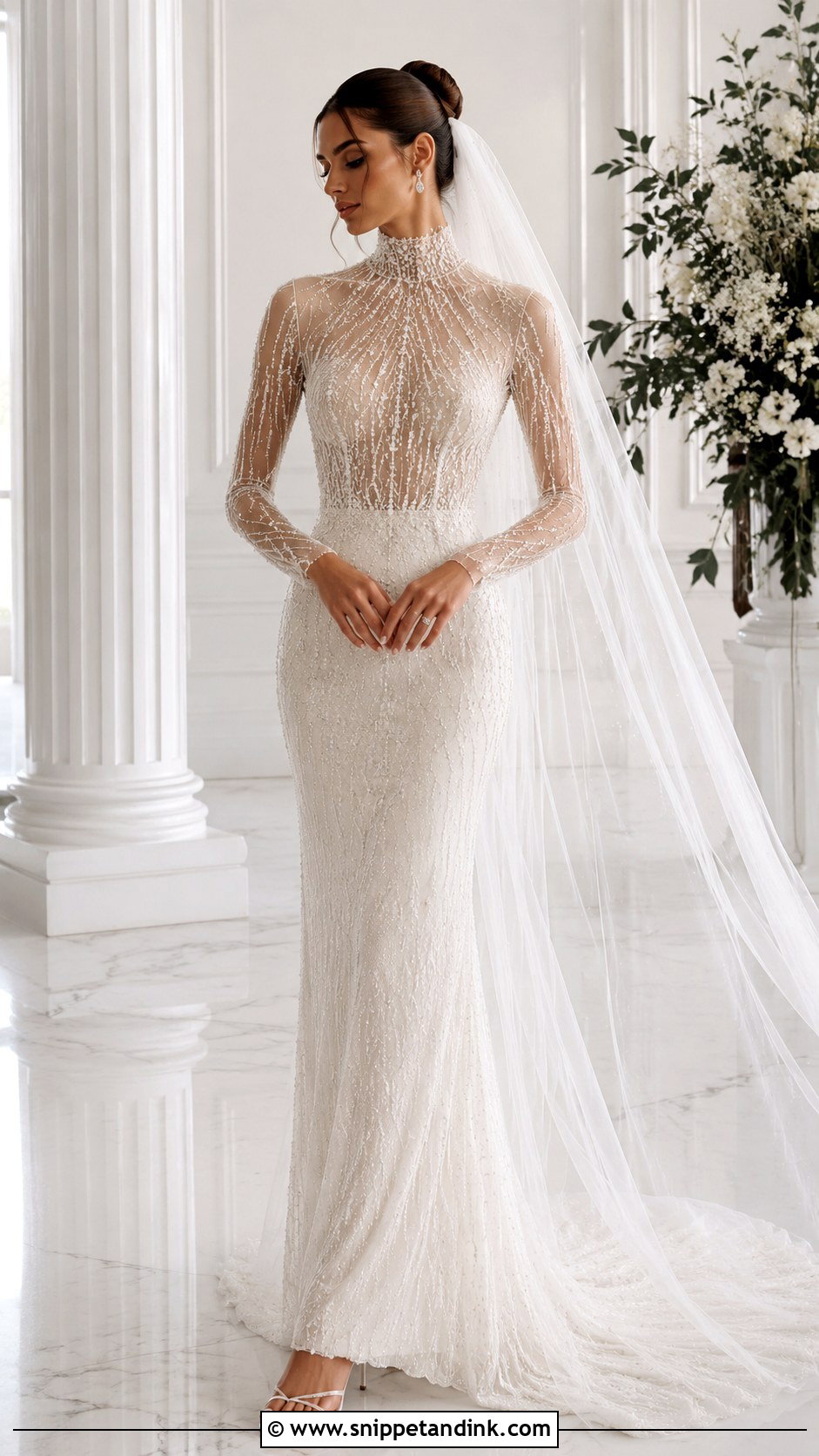 Beaded High Neck Wedding Dress - Snippet and Ink - 25 Beaded Wedding Dresses