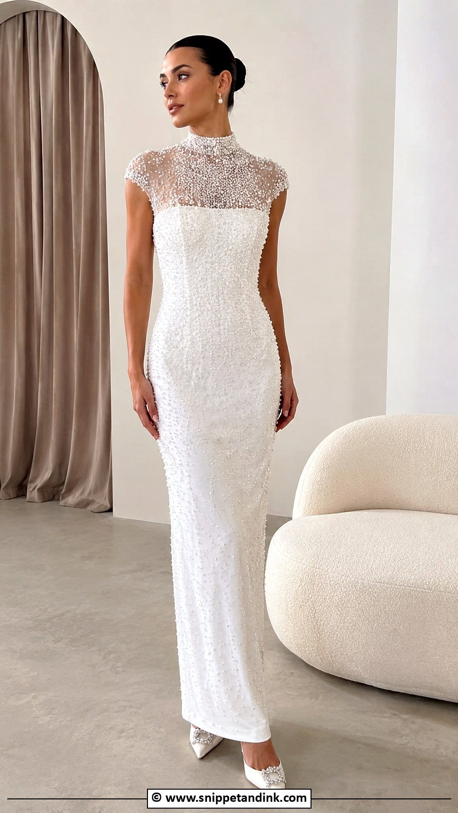 Beaded High Neck Wedding Dress - Snippet and Ink - 30 Beaded Wedding Dress Ideas