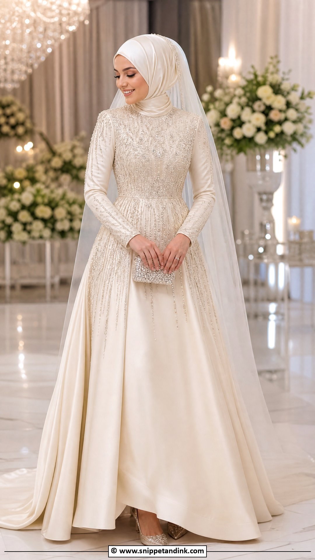 Beaded Hijab Bride Gown - Snippet and Ink - 35 Hijab Bride Ideas