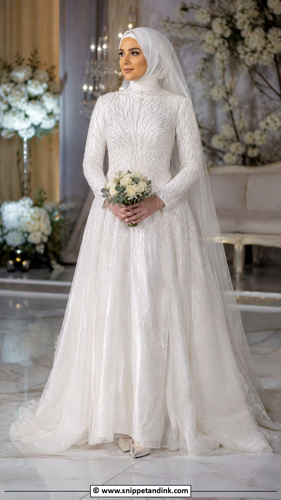 Beaded Hijabi Wedding Dress - Snippet and Ink - 30 Hijabi Wedding Dress Ideas