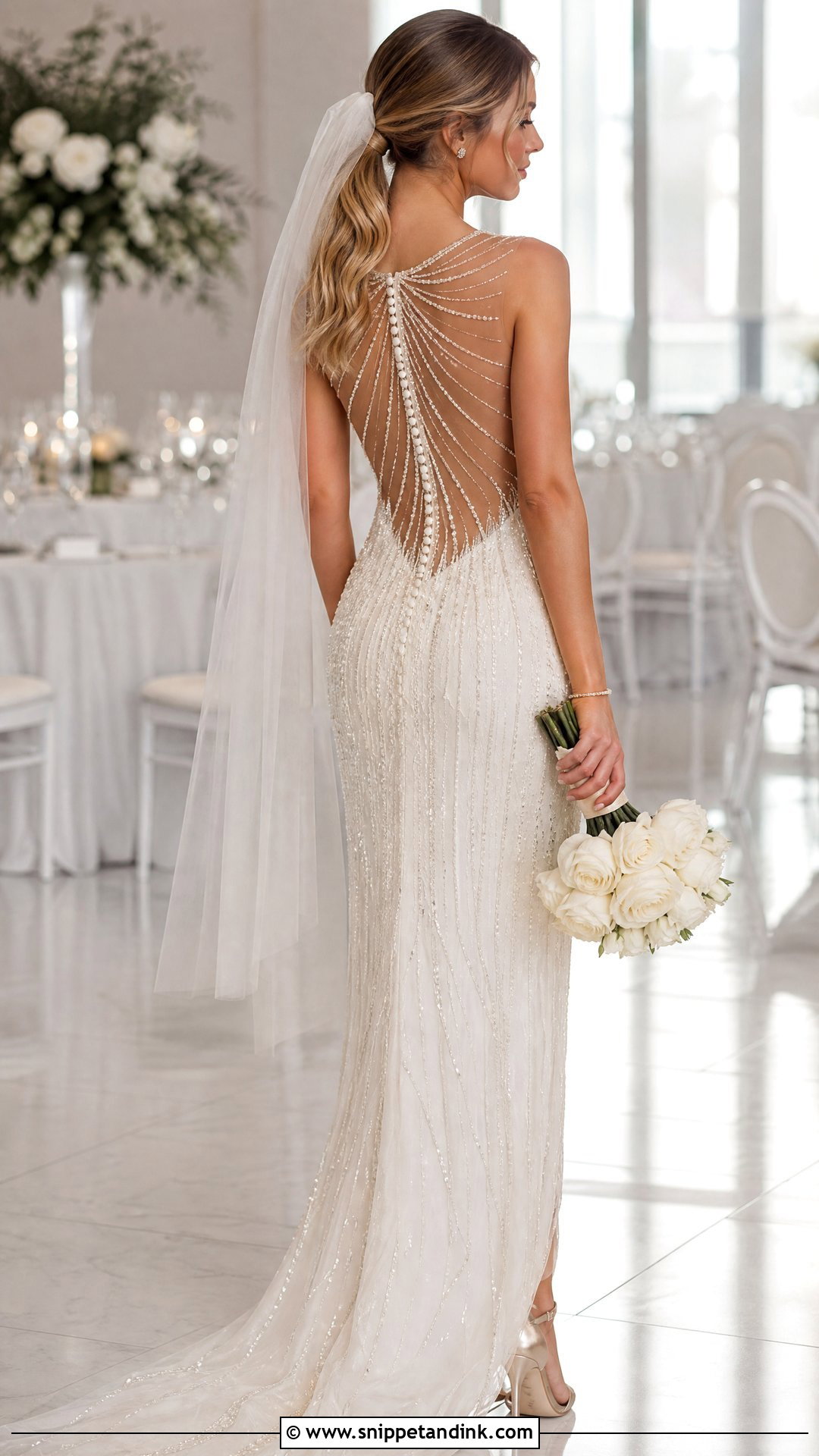Beaded Illusion Back Wedding Dress - Snippet and Ink - 20 Illusion Back Wedding Dress Ideas