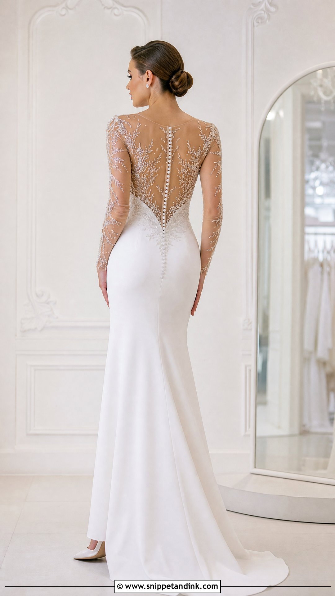 Beaded Illusion Back Wedding Dress - Snippet and Ink - 25 Back of Wedding Dress Ideas