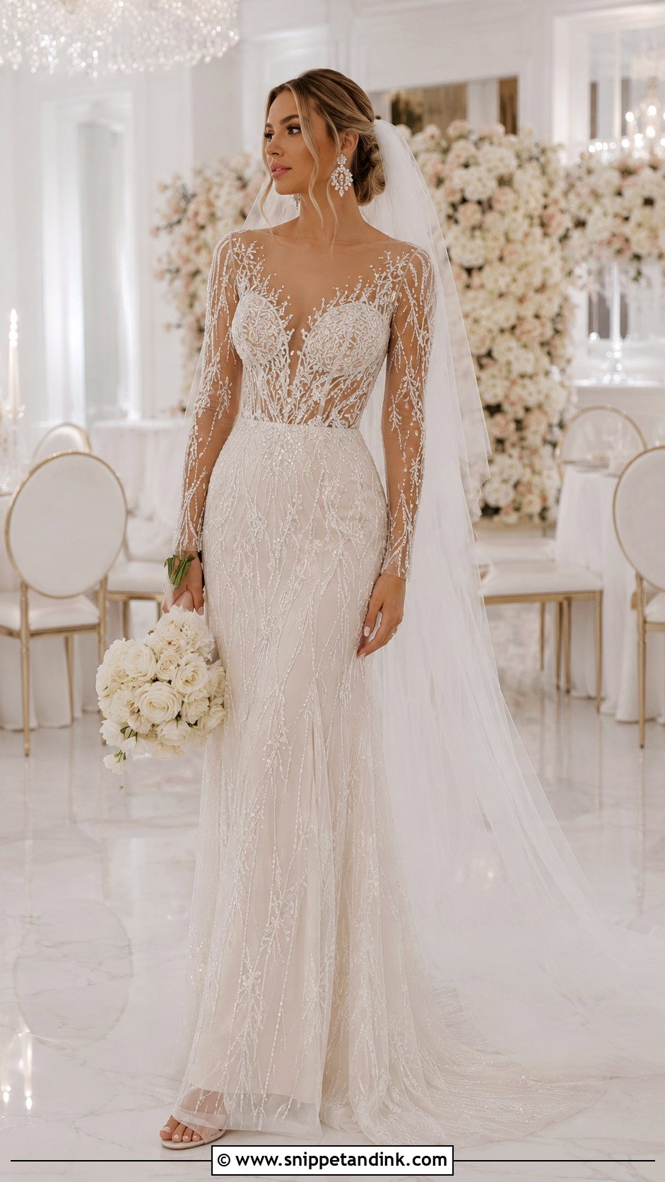 Beaded Illusion Wedding Dress - Snippet and Ink - 20 Expensive Wedding Dresses