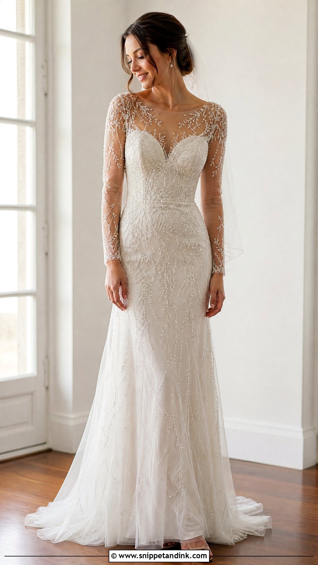 Beaded Illusion Wedding Gown - Snippet and Ink - 25 Beaded Wedding Gowns