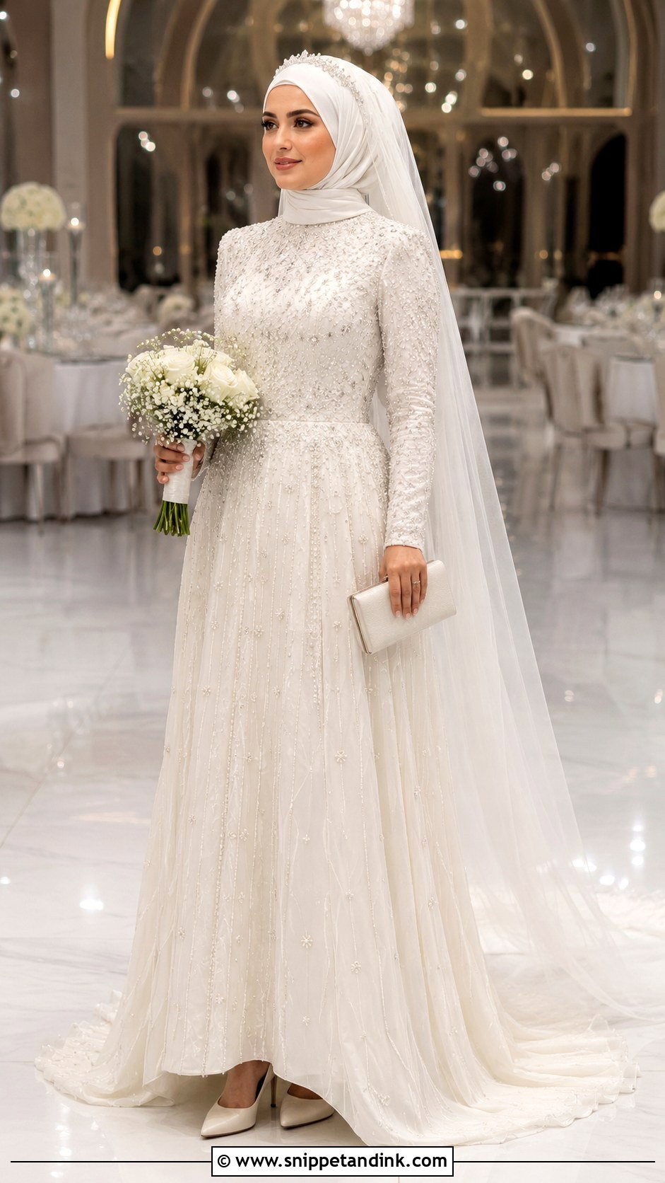 Beaded Islamic Wedding Dress With Hijab - Snippet and Ink - 30 Islamic Wedding Dress Ideas