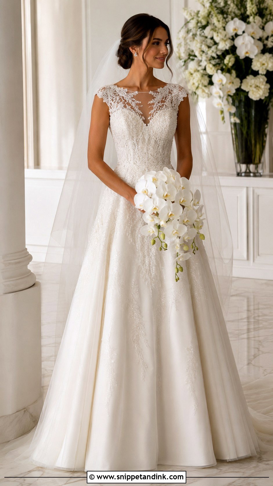 Beaded Lace A Line Wedding Dress - Snippet and Ink - 20 Allure Bridal Couture Ideas