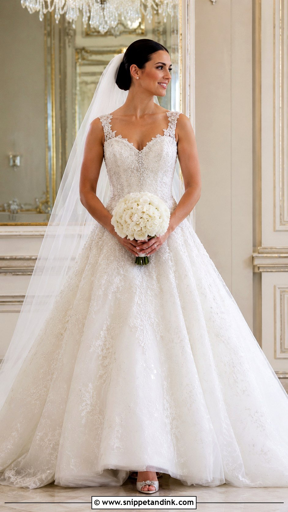 Beaded Lace Ball Gown Wedding Dress - Snippet and Ink - 20 Lace Ball Gown Wedding Dress Ideas