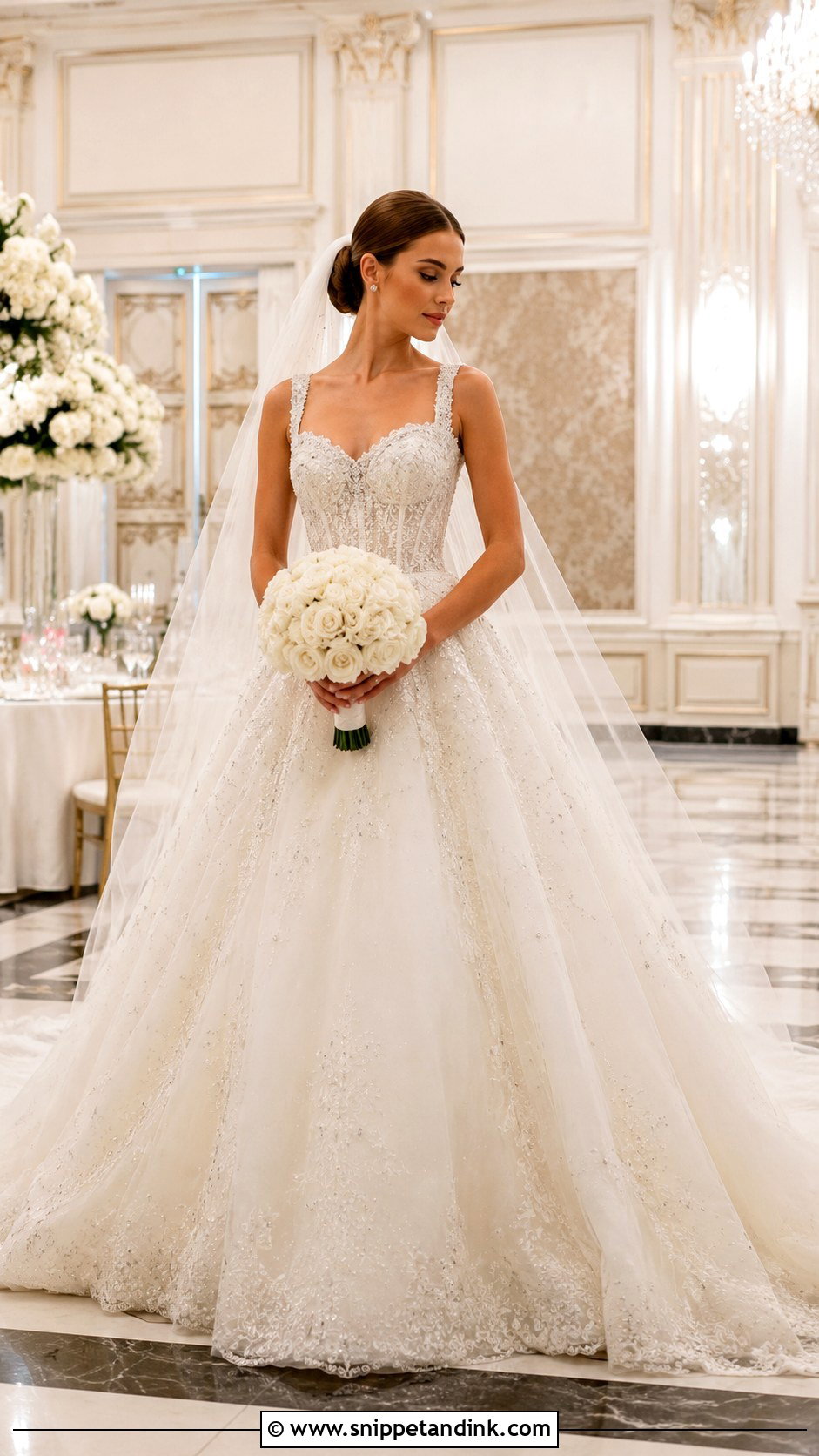 Beaded Lace Ball Gown Wedding Dress - Snippet and Ink - 20 Big Lace Wedding Dress Ideas