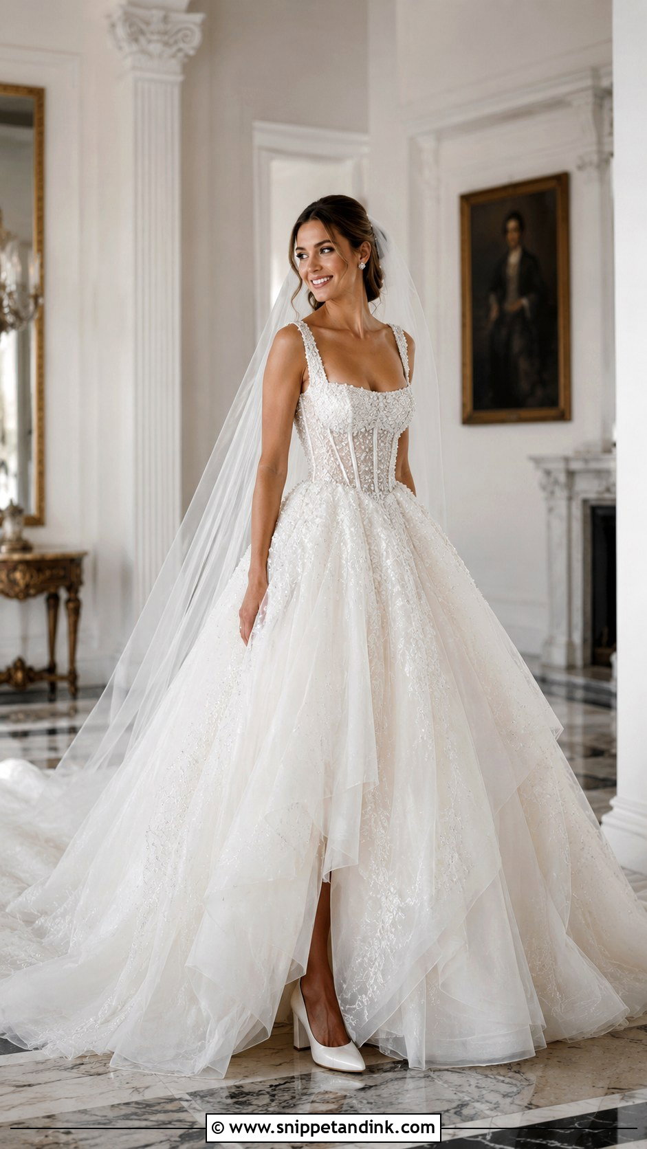 Beaded Lace Ball Gown Wedding Dress - Snippet and Ink - 20 Beaded Lace Wedding Dress Ideas