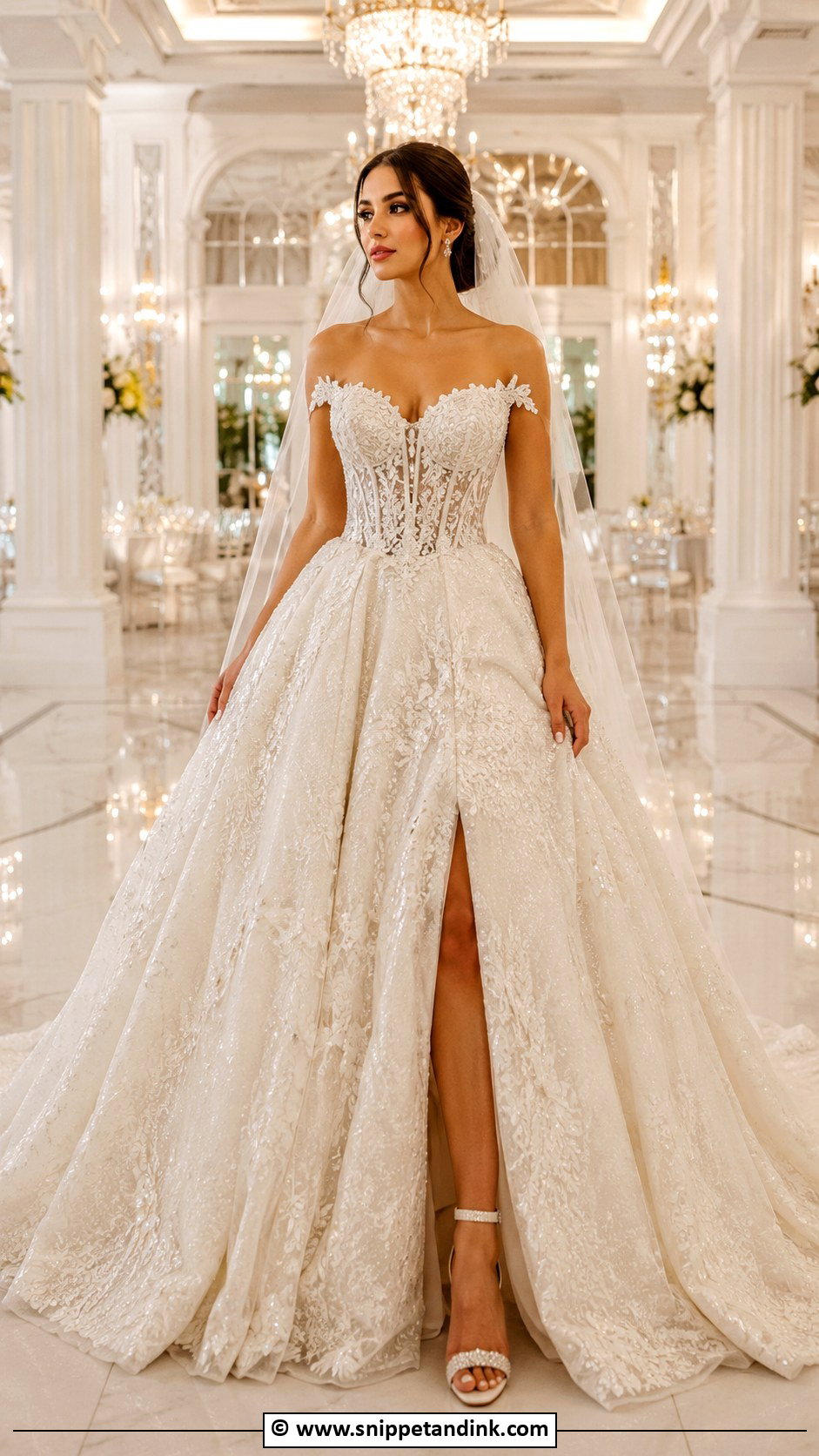 Beaded Lace Ballgown Wedding Dress - Snippet and Ink - 25 Lace Ballgown Wedding Dress Ideas