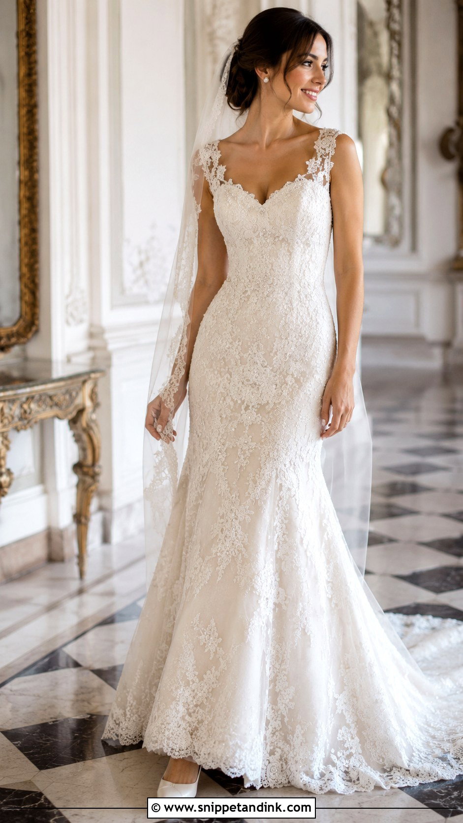 Beaded Lace Fit And Flare Gown - Snippet and Ink - 20 Beaded Bridal Gown Ideas