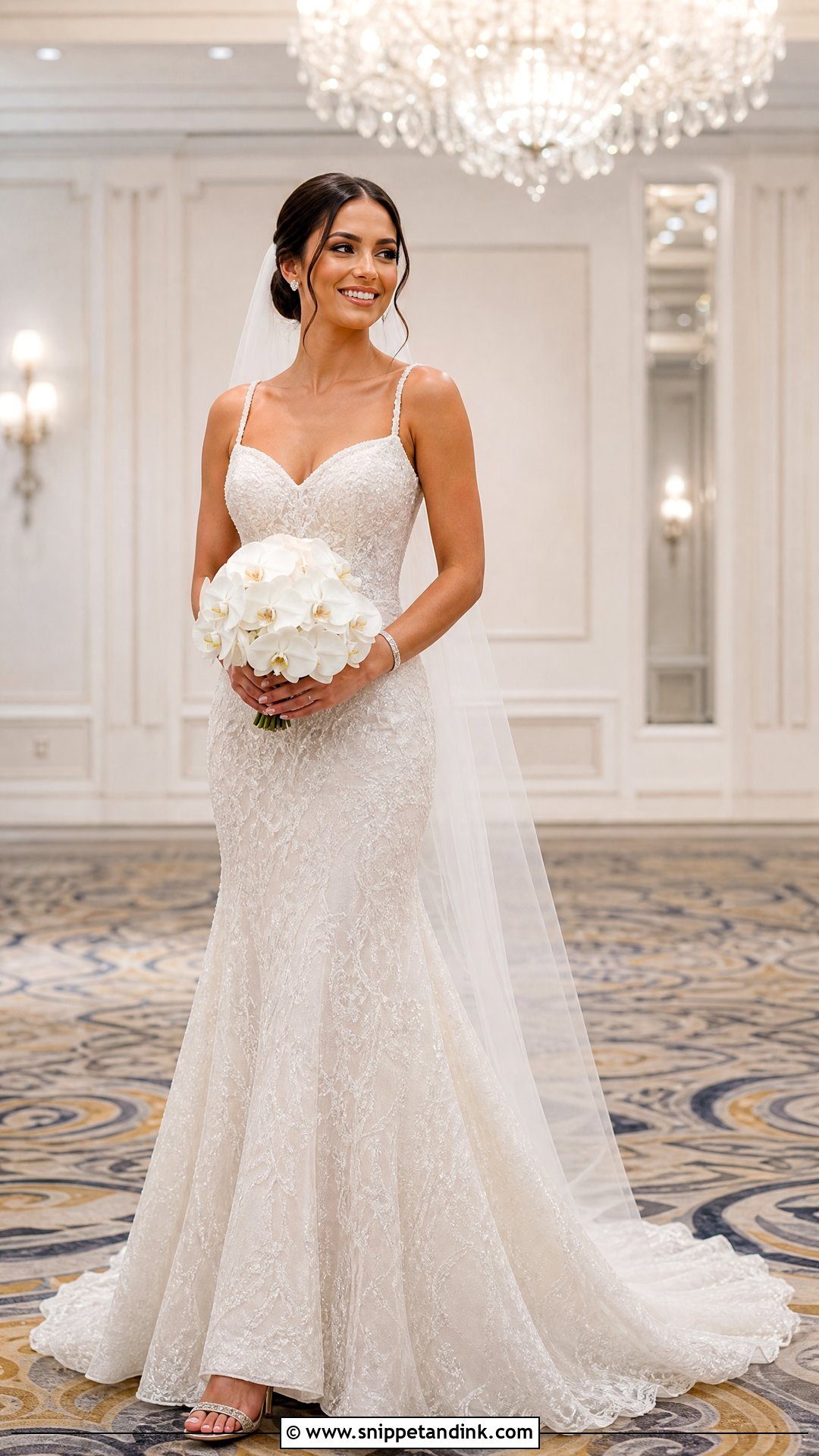 Beaded Lace Fit and Flare Wedding Dress - Snippet and Ink - 20 Wedding Lace Styles