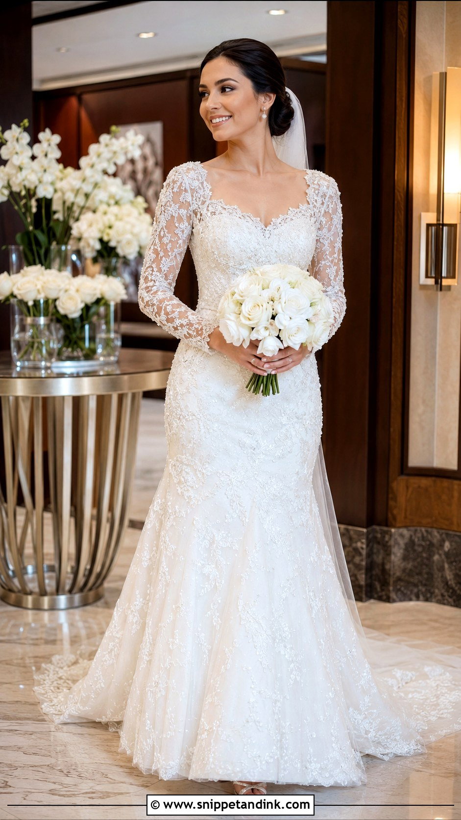 Beaded Lace Fit and Flare Wedding Dress With Sleeves - Snippet and Ink - 20 Fit and Flare Wedding Dress with Sleeves