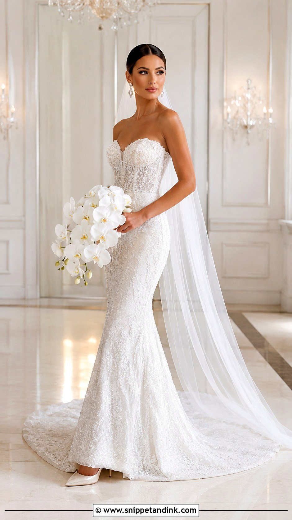 Beaded Lace Fitted Wedding Dress - Snippet and Ink - 20 Fitted Strapless Lace Wedding Dress Ideas