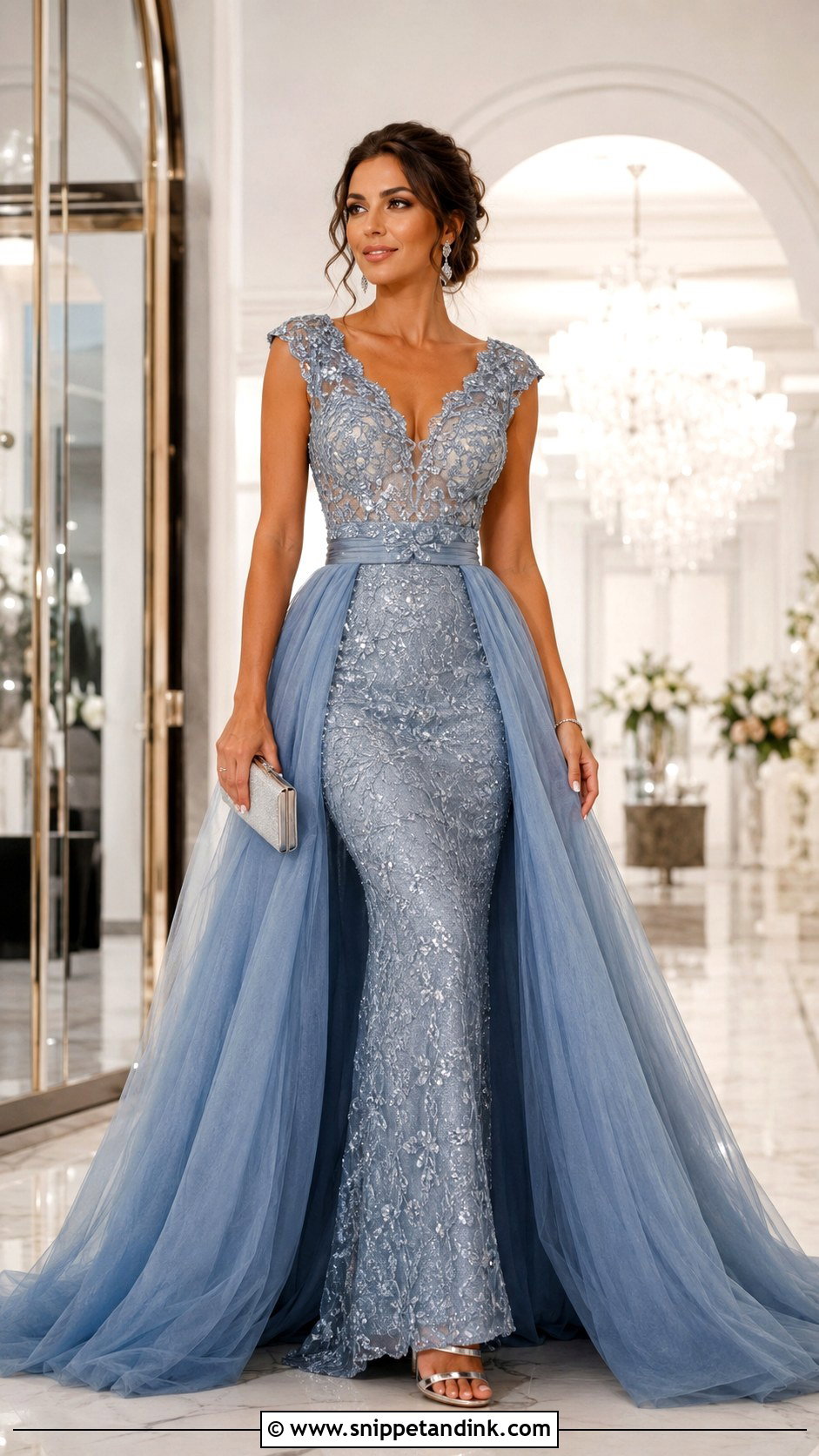 Beaded Lace Gown With Overskirt - Snippet and Ink - 20 Beaded Lace Gown Ideas