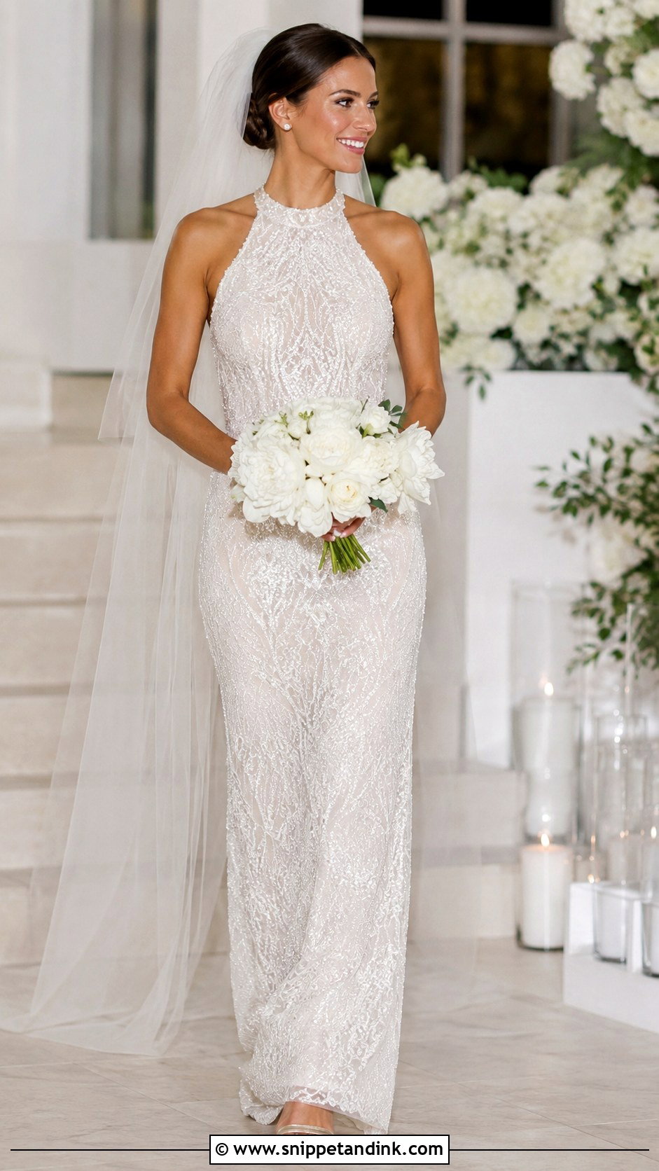 Beaded Lace Halter Wedding Dress - Snippet and Ink - 20 Halter Neck Lace Wedding Dress Ideas