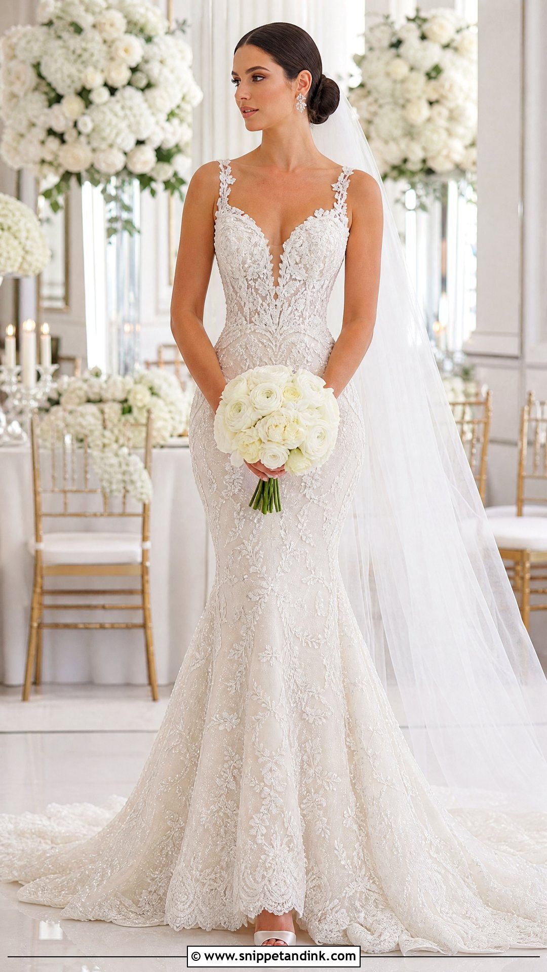 Beaded Lace Mermaid Wedding Dress - Snippet and Ink - 20 Lace Mermaid Wedding Dresses