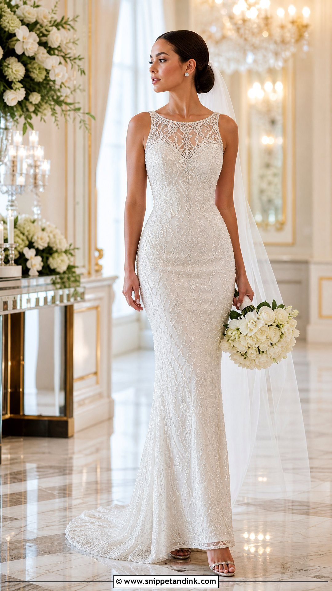Beaded Lace Sheath Wedding Dress - Snippet and Ink - 20 Lace Sheath Wedding Dress Ideas