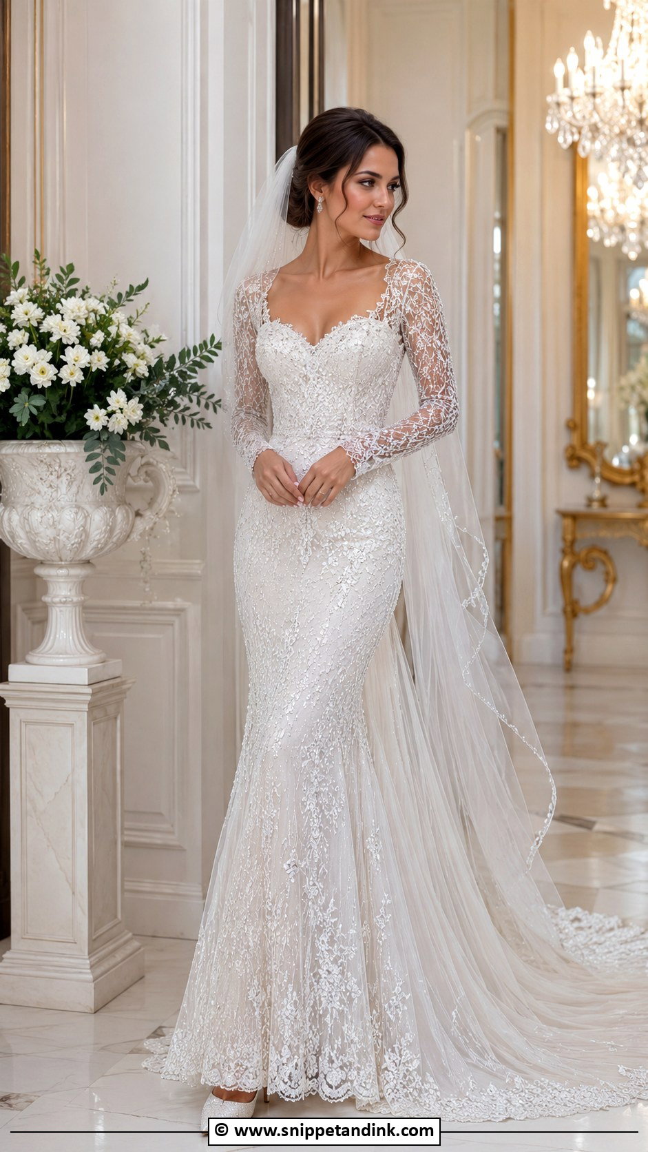 Beaded Lace Wedding Dress With Sleeves - Snippet and Ink - 30 Lace Wedding Dress with Sleeves