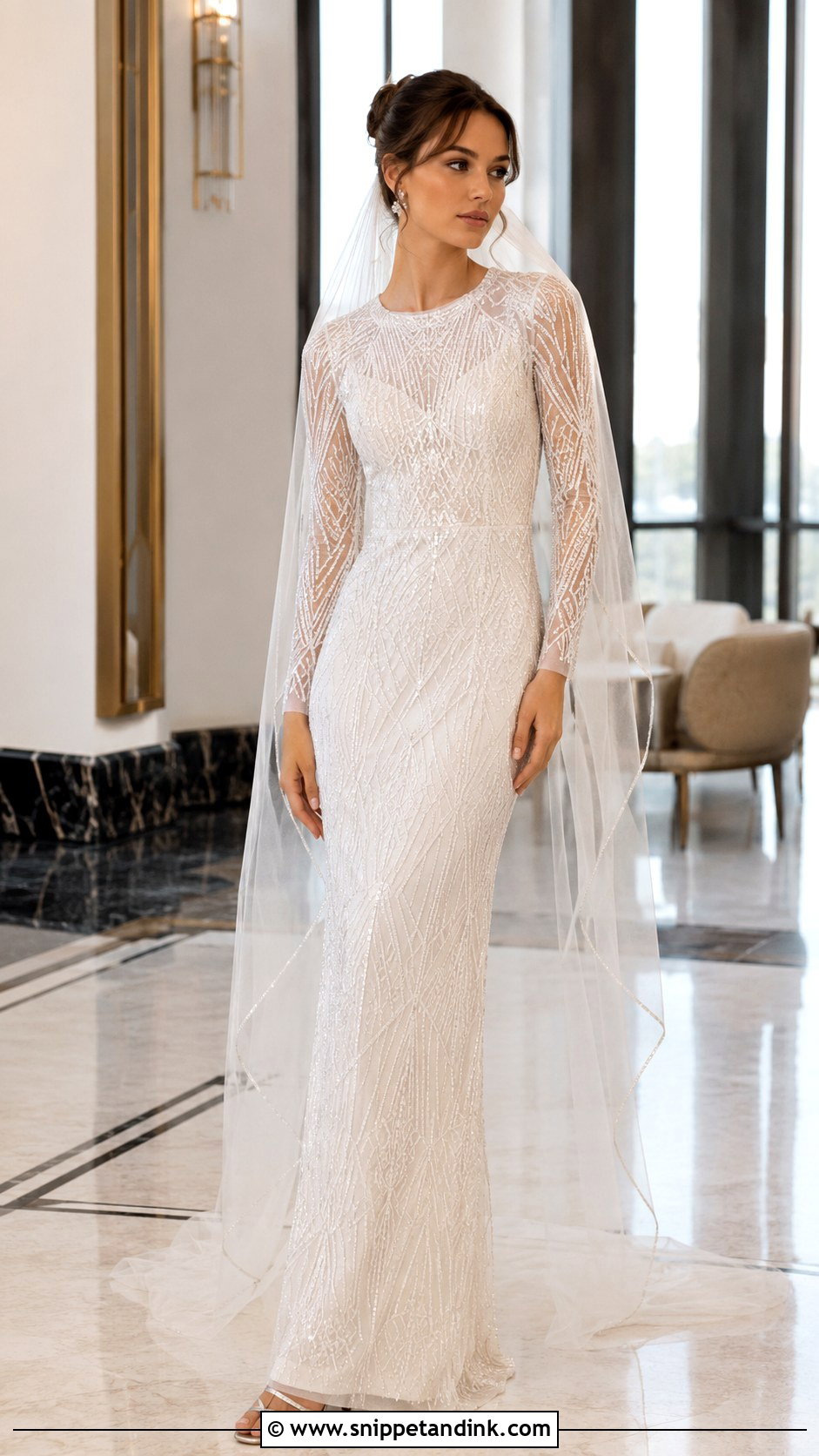 Beaded Long Sleeve Bridal Dress - Snippet and Ink - 20 Long Sleeve Bridal Dresses