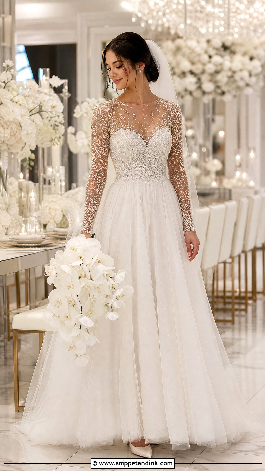 Beaded Long Sleeve Bridal Dress - Snippet and Ink - 20 Bridal Dress Long Sleeve Ideas