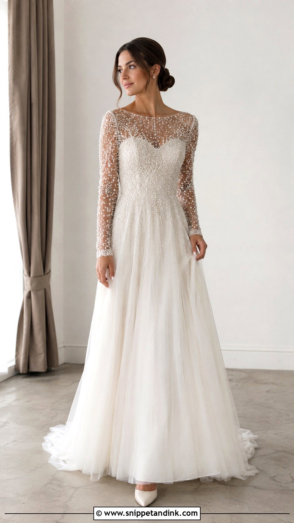 Beaded Long Sleeve Wedding Dress - Snippet and Ink - 25 Beaded Wedding Dresses
