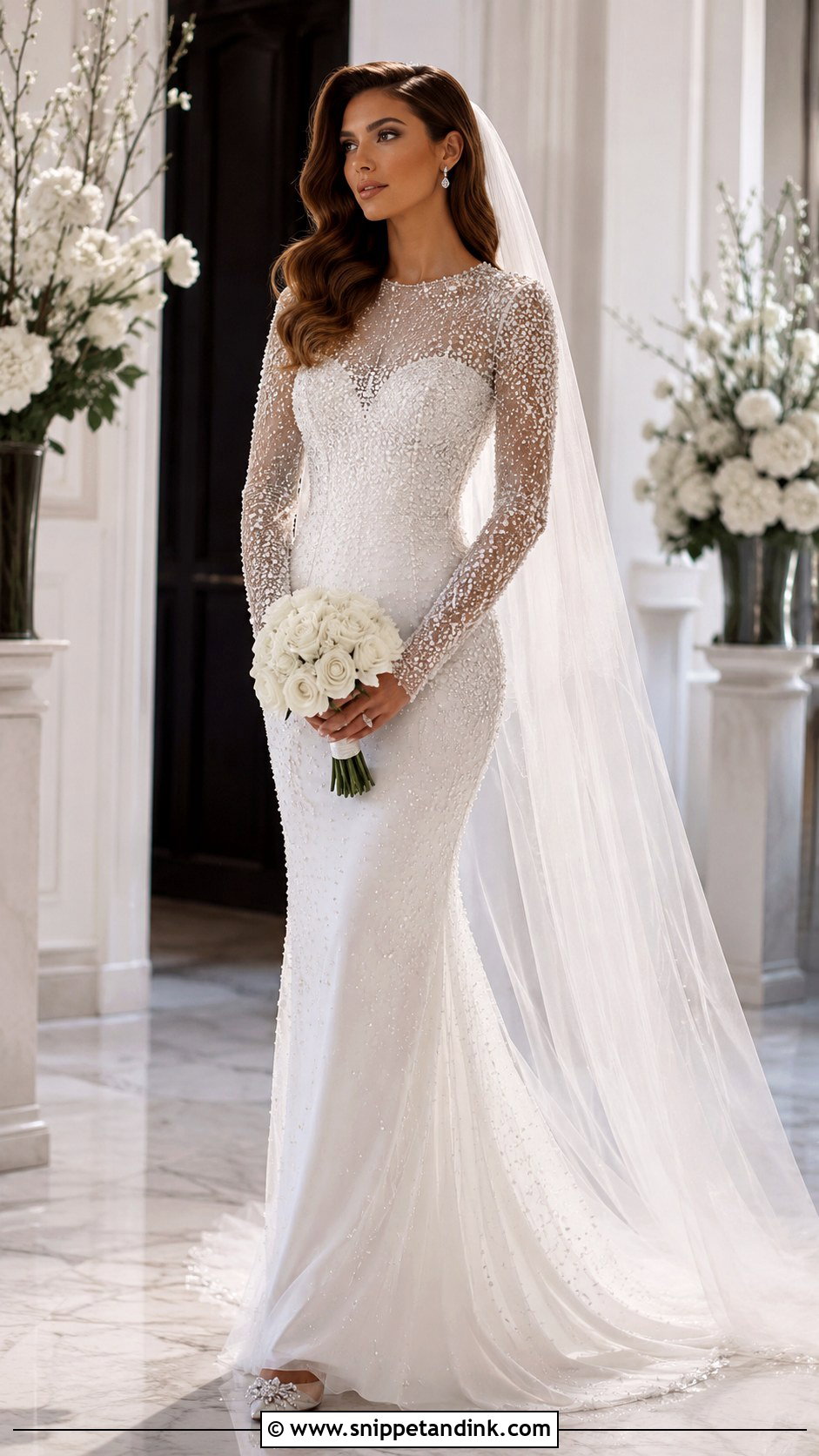 Beaded Long Sleeve Wedding Dress - Snippet and Ink - 25 Wedding Dresses with Long Sleeves
