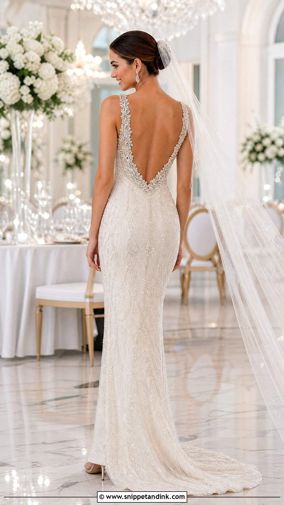 Beaded Low Back Wedding Dress - Snippet and Ink - 25 Low Back Wedding Dresses