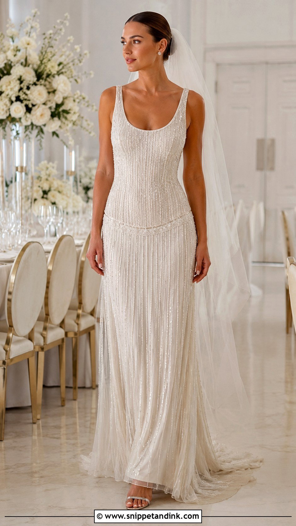 Beaded Low Waisted Wedding Dress - Snippet and Ink - 20 Low Waisted Wedding Dress Ideas