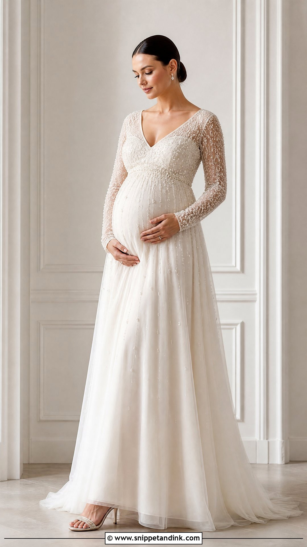 Beaded Maternity Wedding Gown - Snippet and Ink - 25 Maternity Wedding Gown Ideas