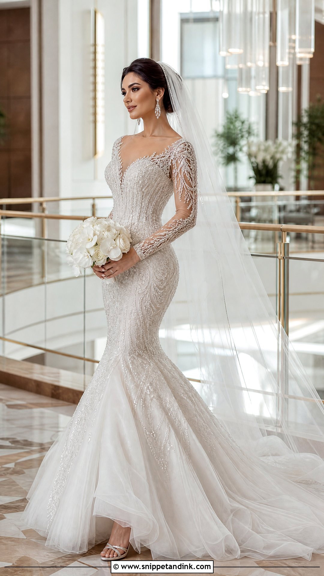 Beaded Mermaid Arab Wedding Dress - Snippet and Ink - 25 Arab Wedding Dresses
