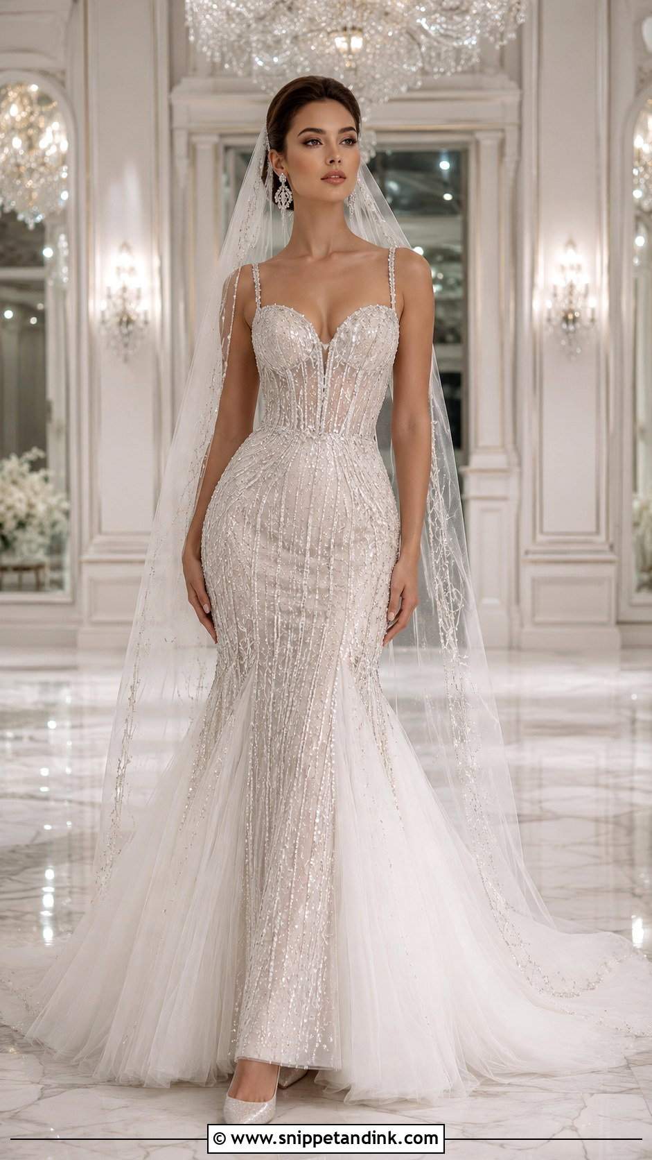 Beaded Mermaid Flared Wedding Dress - Snippet and Ink - 20 Flared Wedding Dress Ideas