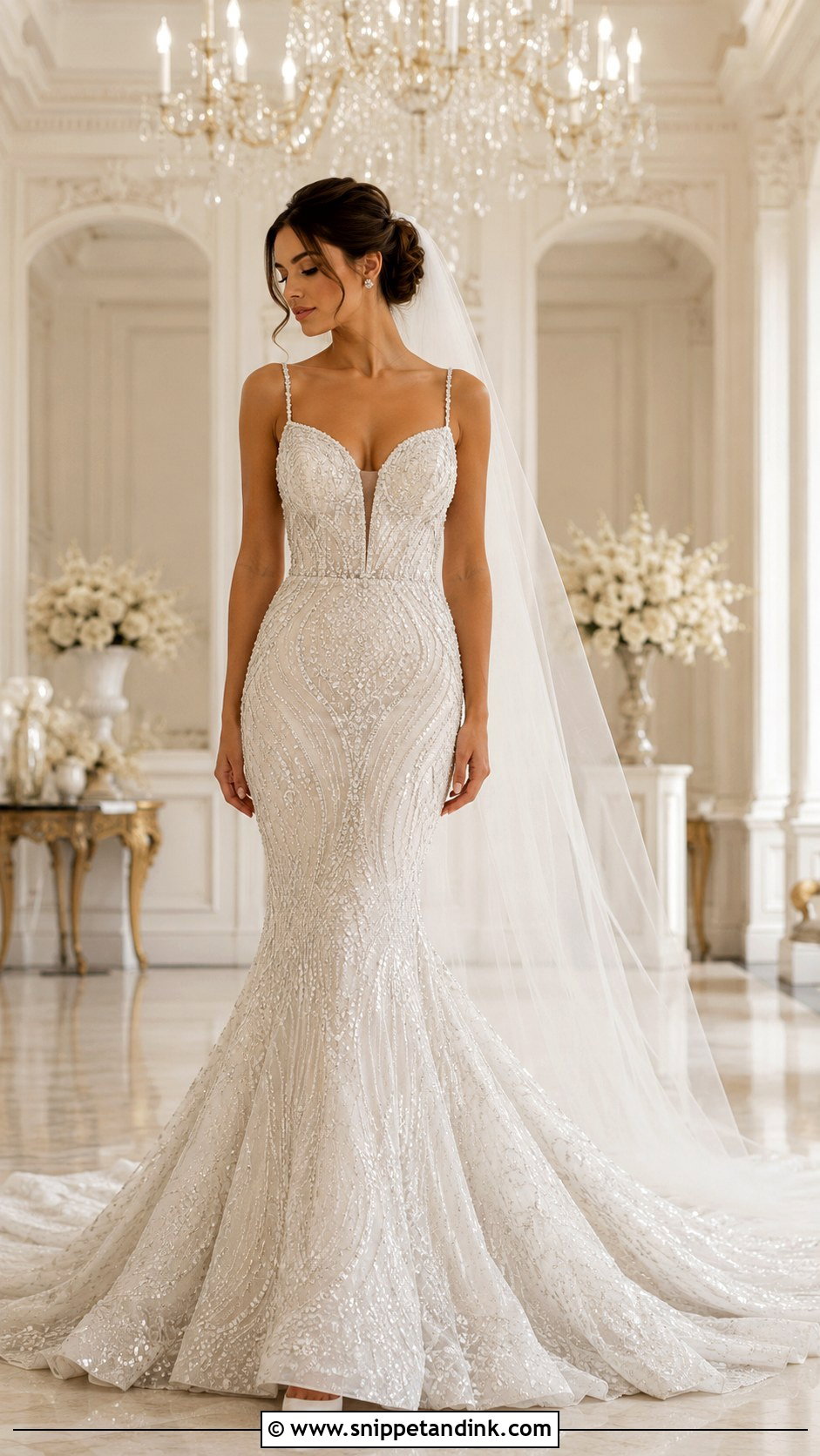 Beaded Mermaid Wedding Dress - Snippet and Ink - 20 Mermaid Trumpet Wedding Dress Ideas