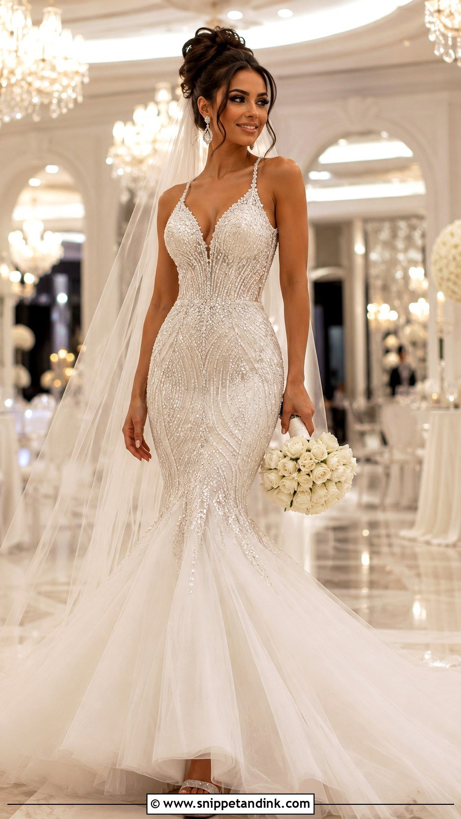 Beaded Mermaid Wedding Dress With Crystal Straps - Snippet and Ink - 20 Mermaid Wedding Dress with Straps Ideas
