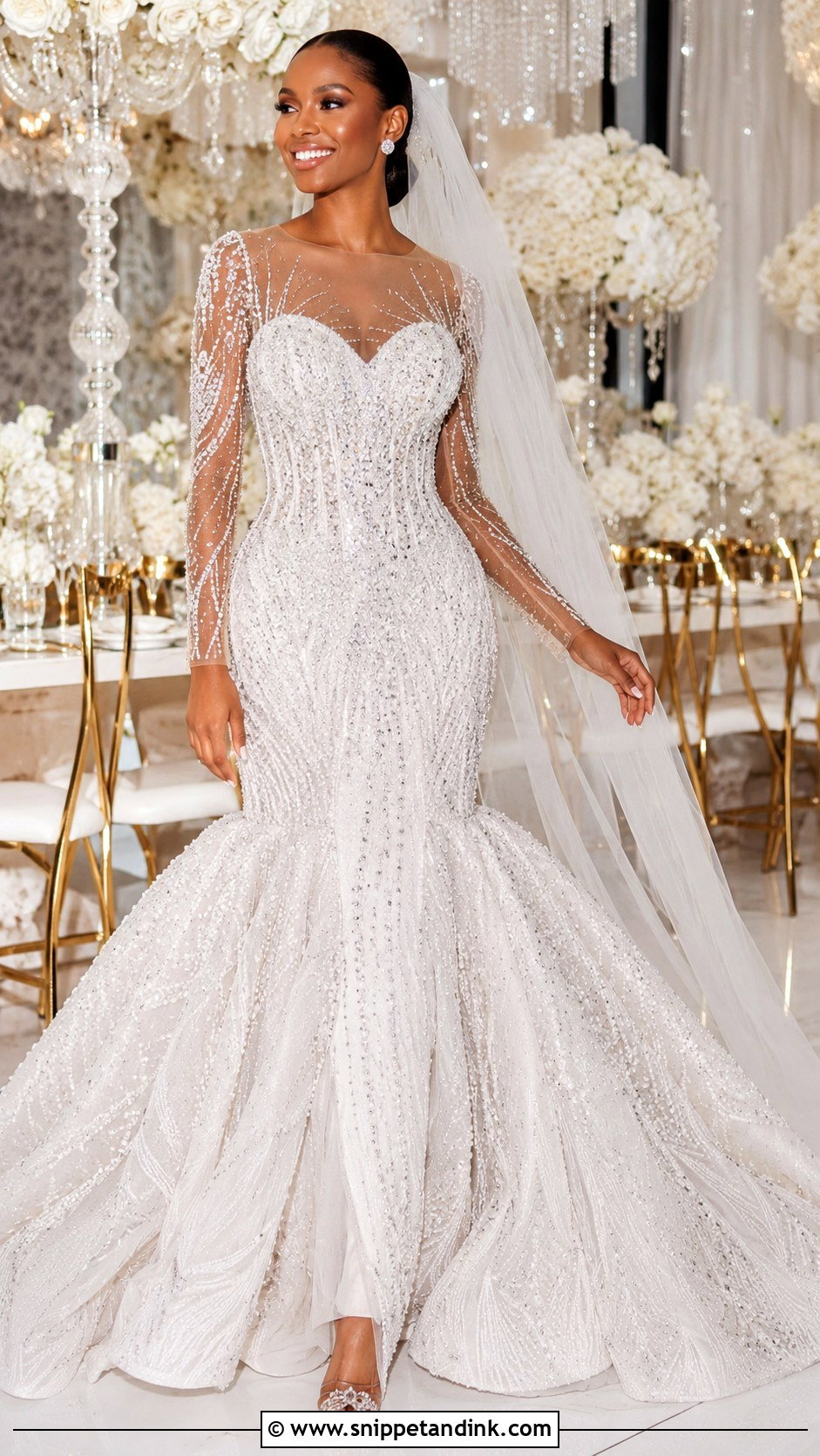 Beaded Mermaid Wedding Dress With Sleeves - Snippet and Ink - 30 Mermaid Wedding Dress with Sleeves