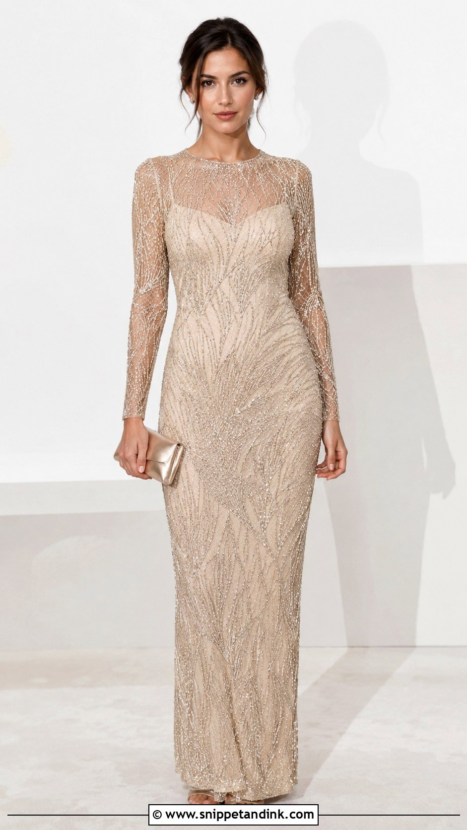 Beaded Mesh Fitted Gown - Snippet and Ink - 20 Fitted Gown Styles for Materials