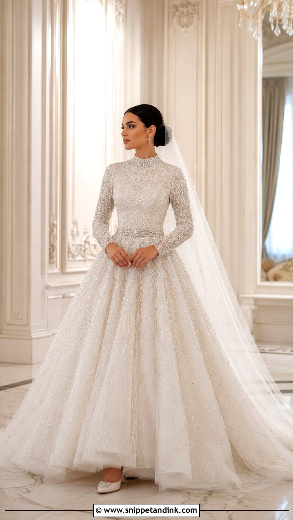Beaded Modest Ball Gown Wedding Dress - Snippet and Ink - 20 Modest Wedding Dresses Ball Gown