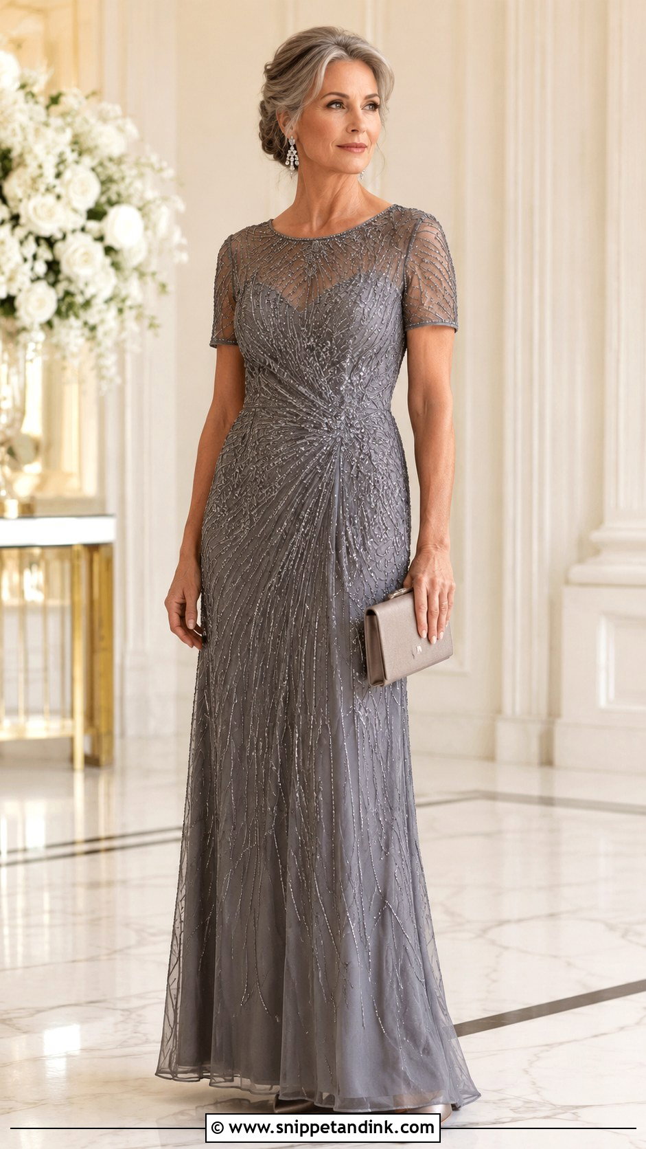 Beaded Mother Of The Bride Evening Gown - Snippet and Ink - 20 Brides Mum Outfit Ideas