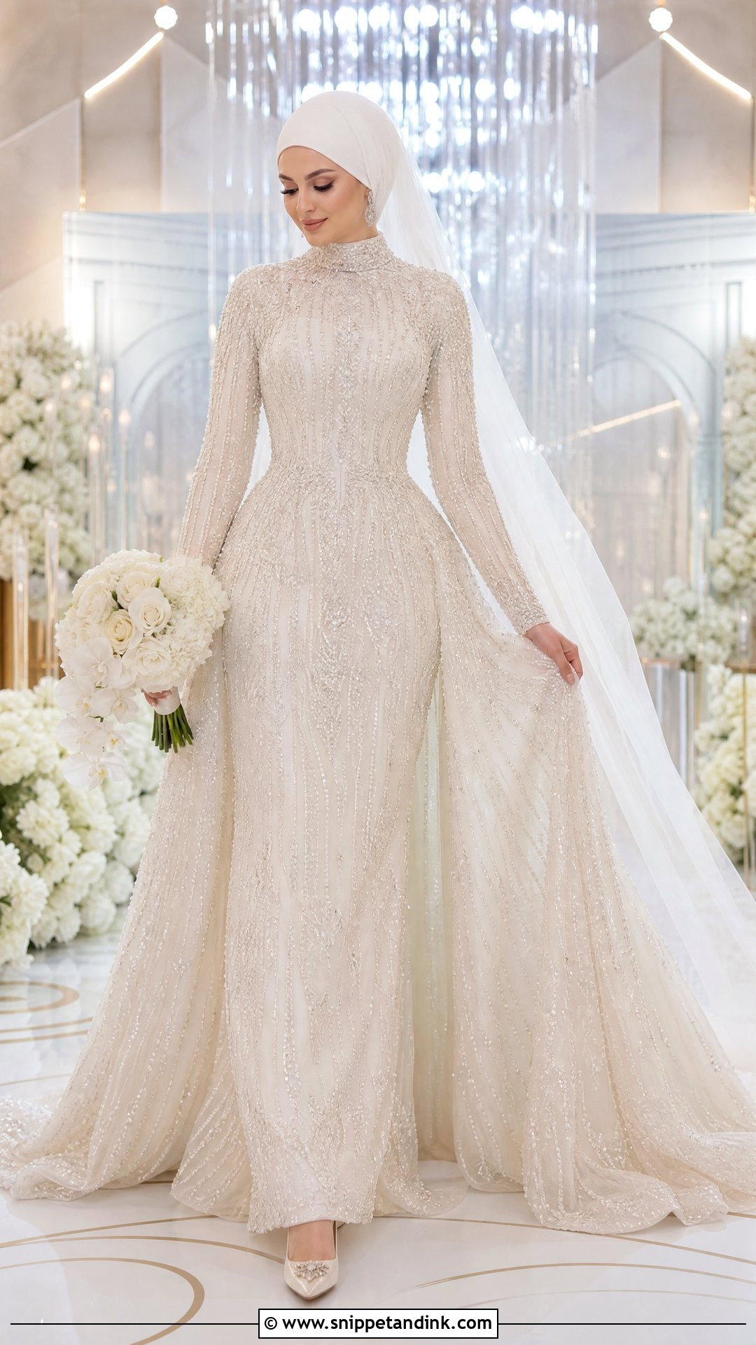 Beaded Muslim Wedding Dress With Hijab - Snippet and Ink - 25 Muslim Wedding Dress Hijab Bride Ideas