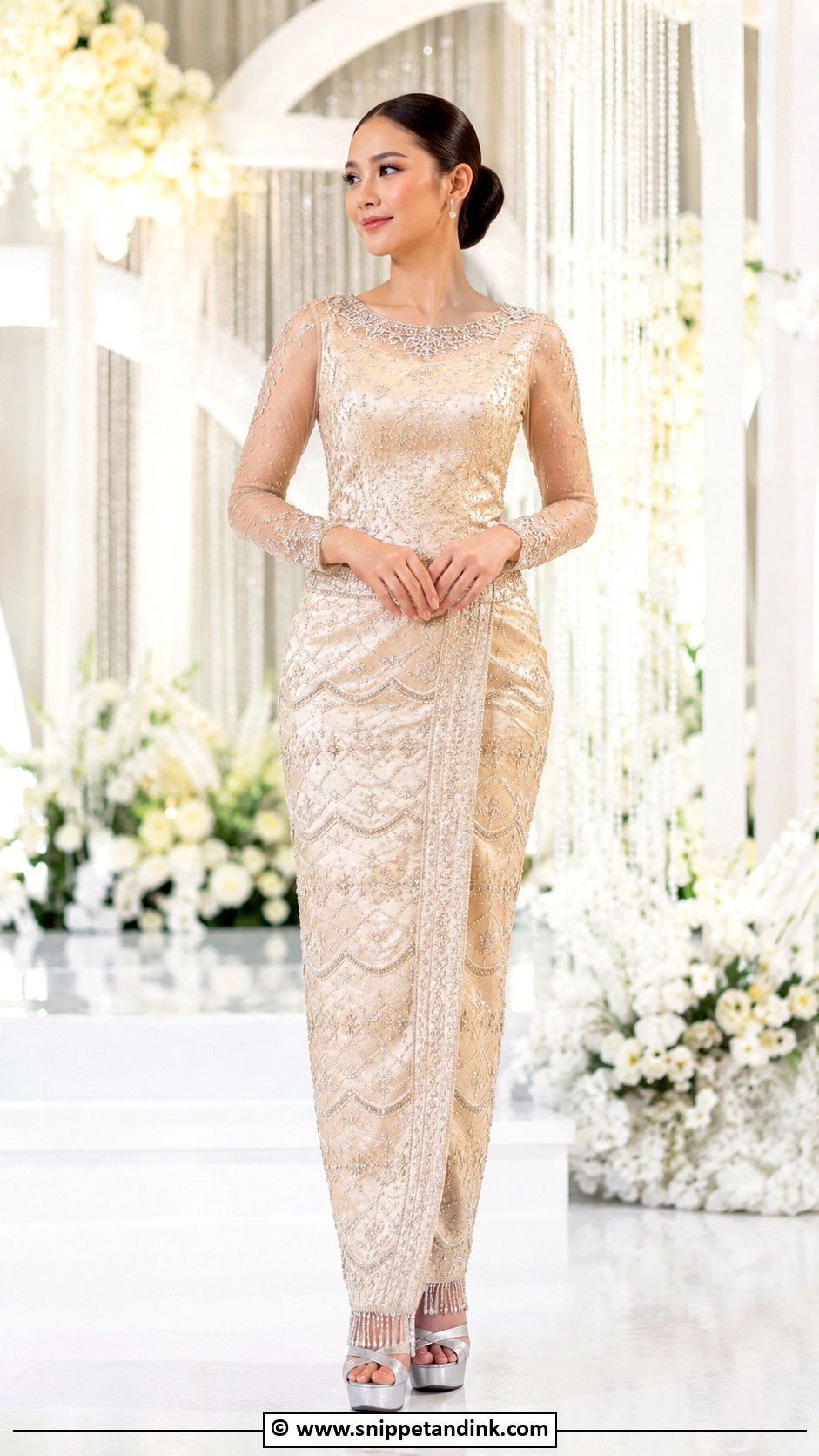 Beaded Myanmar Wedding Dress - Snippet and Ink - 25 Myanmar Wedding Dress Ideas