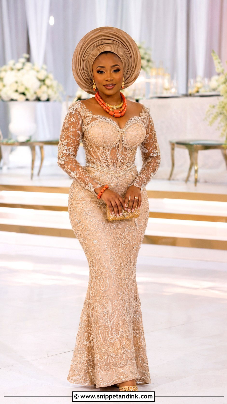 Beaded Nigerian Lace African Bridal Dress - Snippet and Ink - 20 African Bridal Wedding Dress Ideas