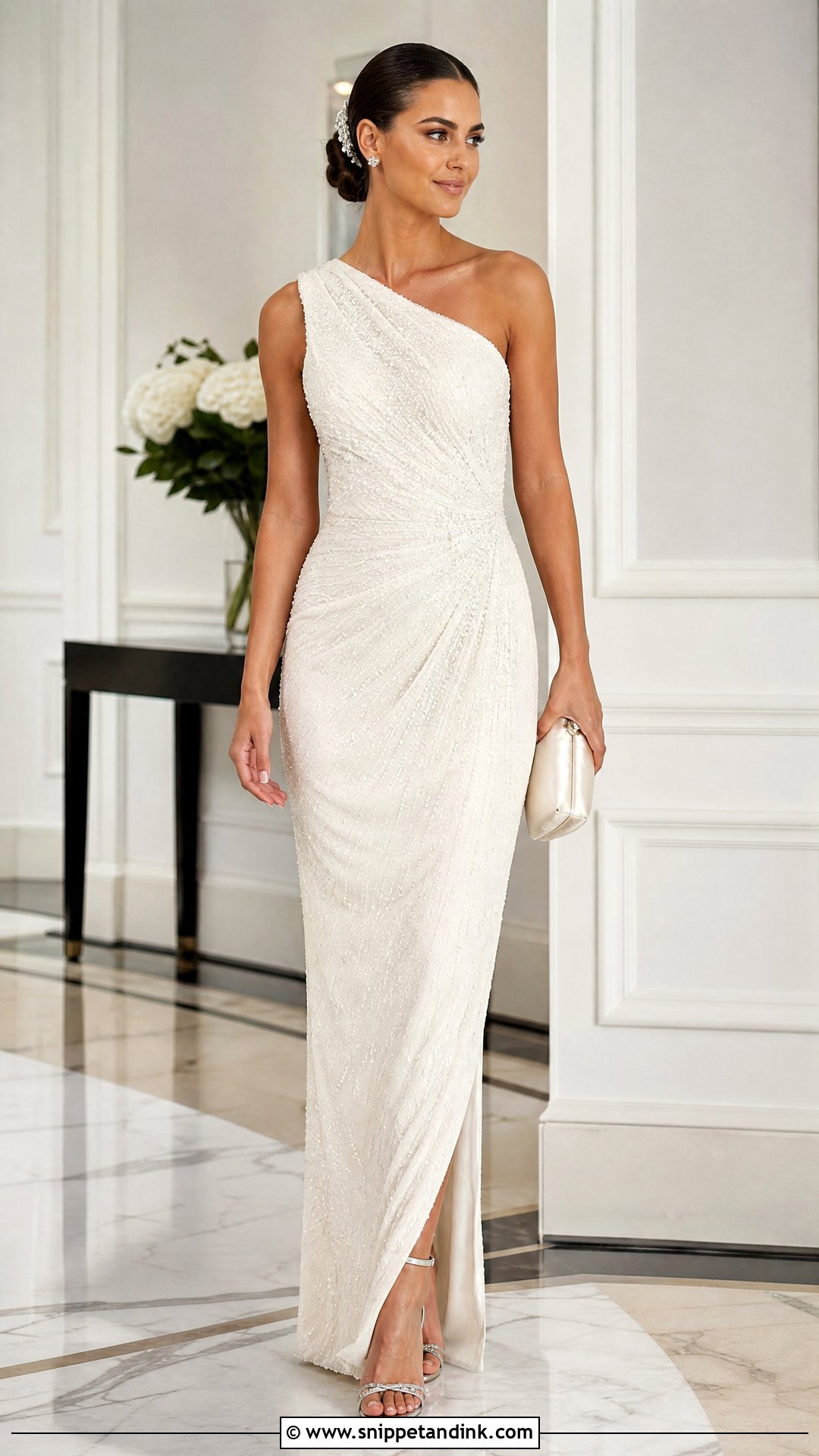Beaded One Shoulder Wedding Dress - Snippet and Ink - 20 One Shoulder Wedding Dresses