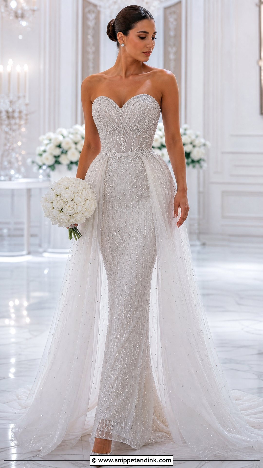 Beaded Over Skirt Wedding Dress - Snippet and Ink - 20 Over Skirt Wedding Dress Ideas