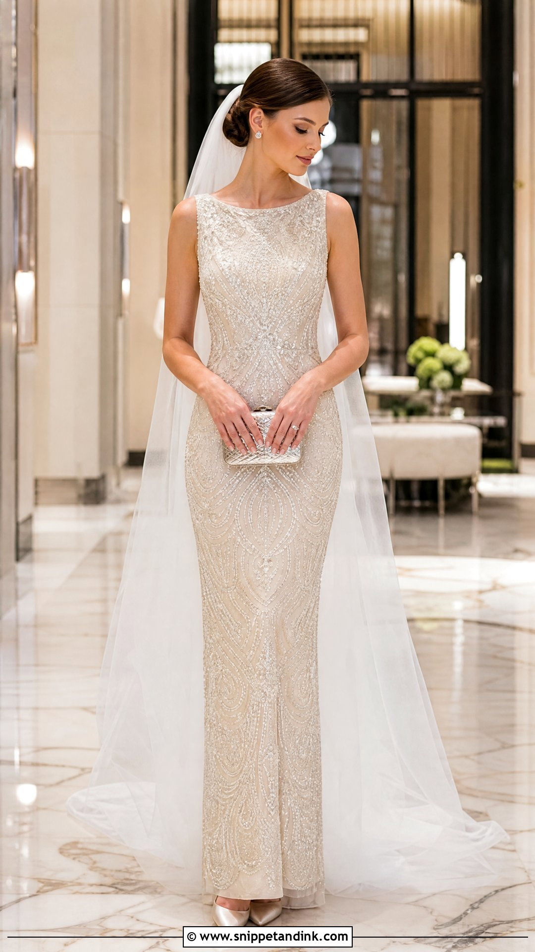 Beaded Pencil Wedding Dress - Snippet and Ink - 20 Pencil Wedding Dress Ideas