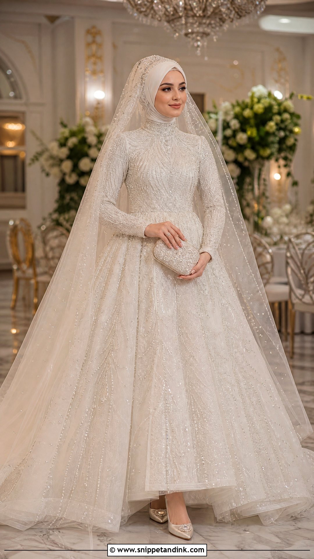 Beaded Princess Hijabi Wedding Gown - Snippet and Ink - 20 Hijabi Wedding Dress Gowns