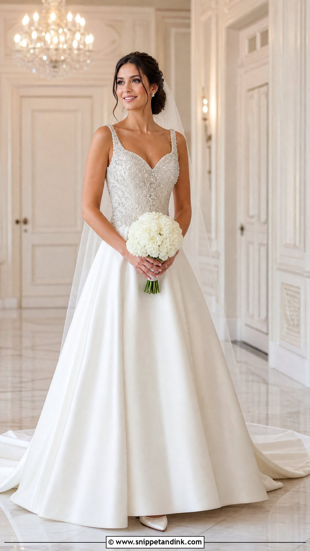 Beaded Princess Satin Wedding Dress - Snippet and Ink - 20 Princess Satin Wedding Dresses